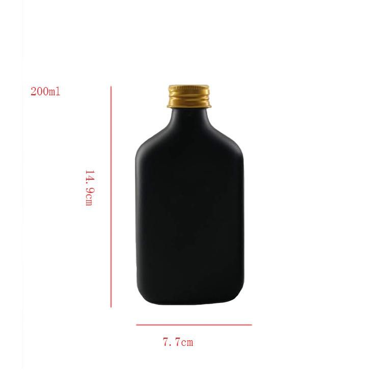 Matte Black 250ml Cold Brew Coffee Bottle Flat Glass Beverage Bottle Cold Brew Coffee Whiskey 200ml Matte Black Glass Bottle