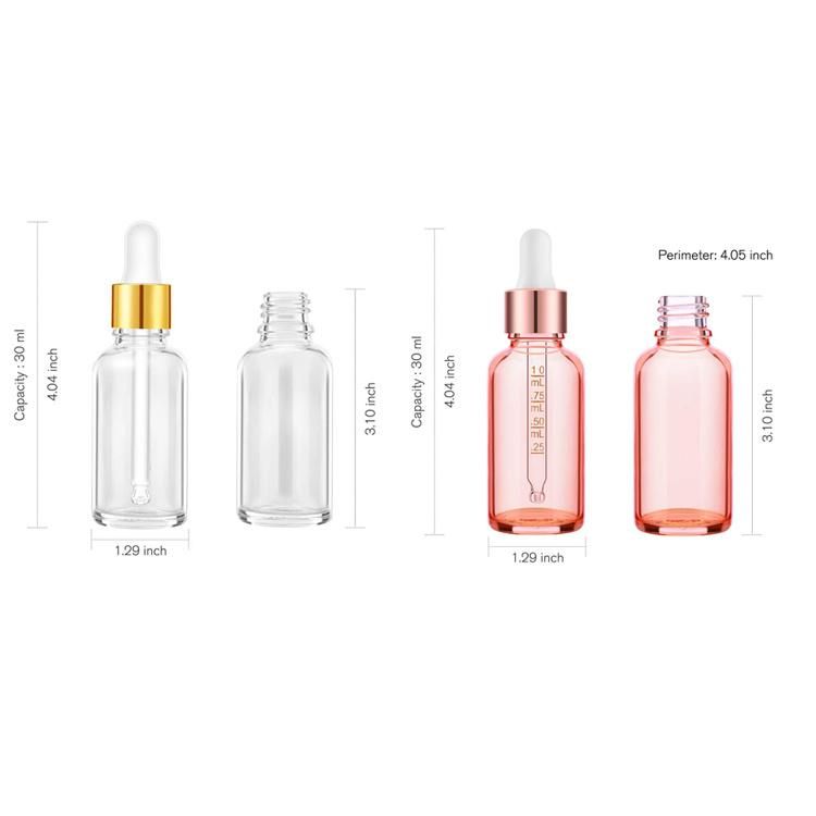 20ml 30ml 50ml 100ml Essential Oil Serum Flat Shoulder Frosted Clear Glass Dropper Bottle with Pipette