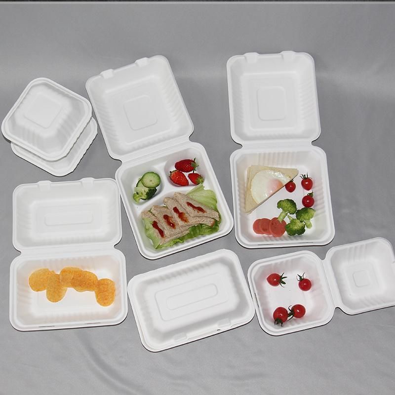 Eco Compostable 100% Biodegradable Envases Takeaway Disposable Packing Bento Lunch Bagasse Sugarcane Pizza Box