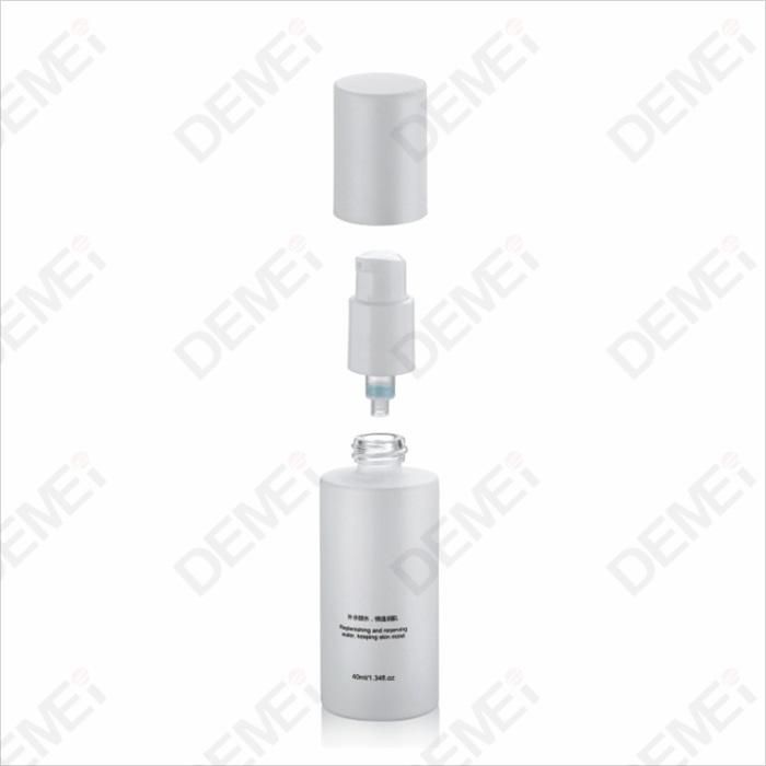 Demei 40/100/120ml 30/50g Cosmetic Skin Care Packaging Lovely White Cylinder Toner Lotion Glass Bottle and Cream Jar Series