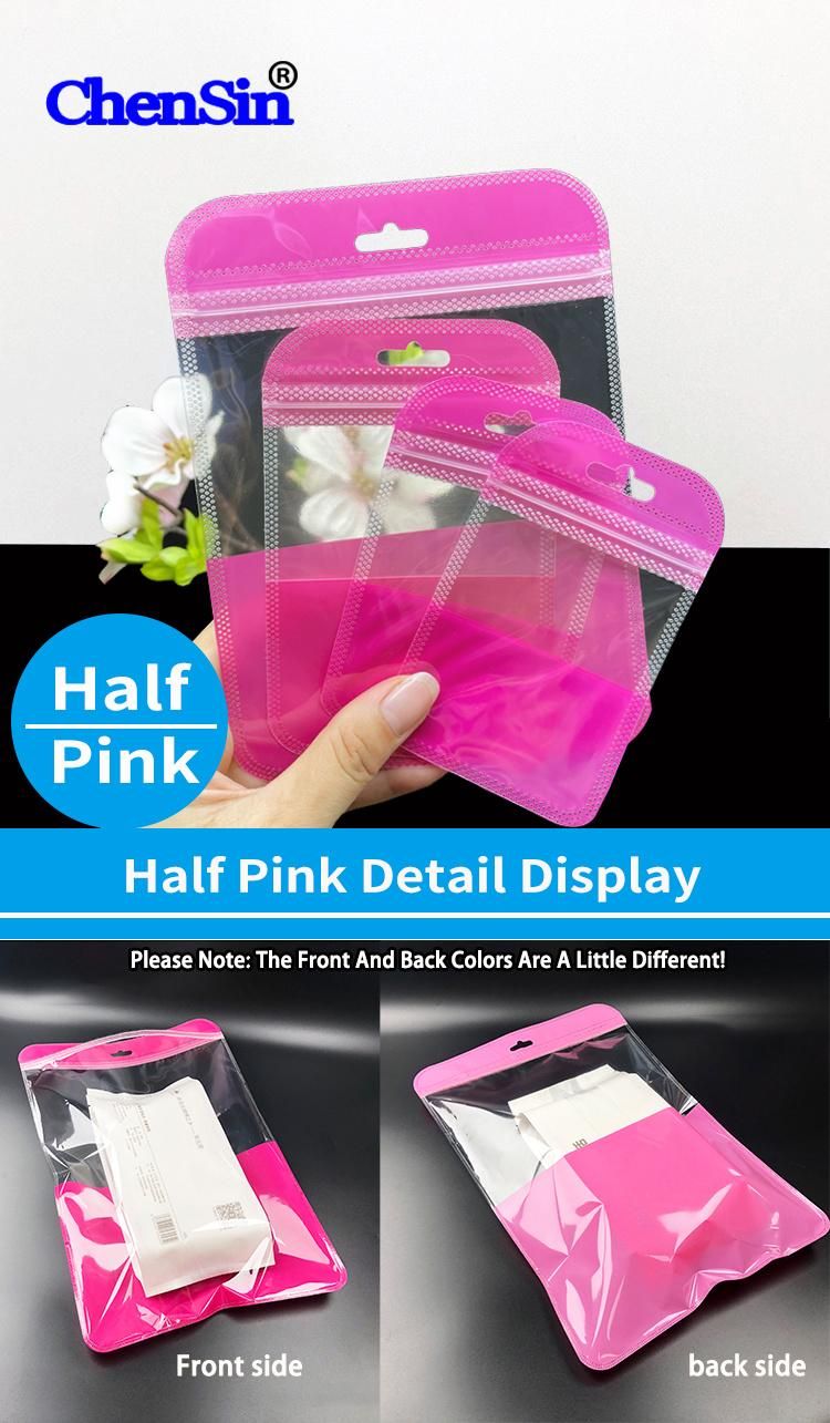 Clenr Pink Cute Plastic Pouch Gift Zipper Bag