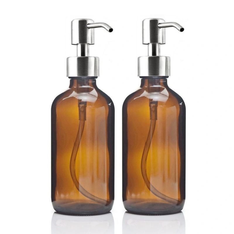 350ml 500ml Round Amber Glass Apothecary Bottle Dispenser