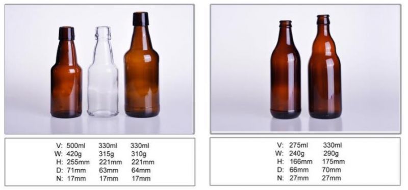 200ml 250ml 330ml Clear Glass Soda Water Bottle with Pryoff Crown Cap