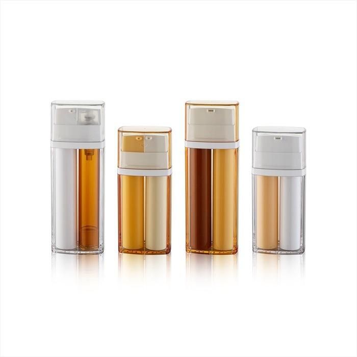 Luxury Cosmetic Dual Chamber Bottle Amber and White Color for Free Sample