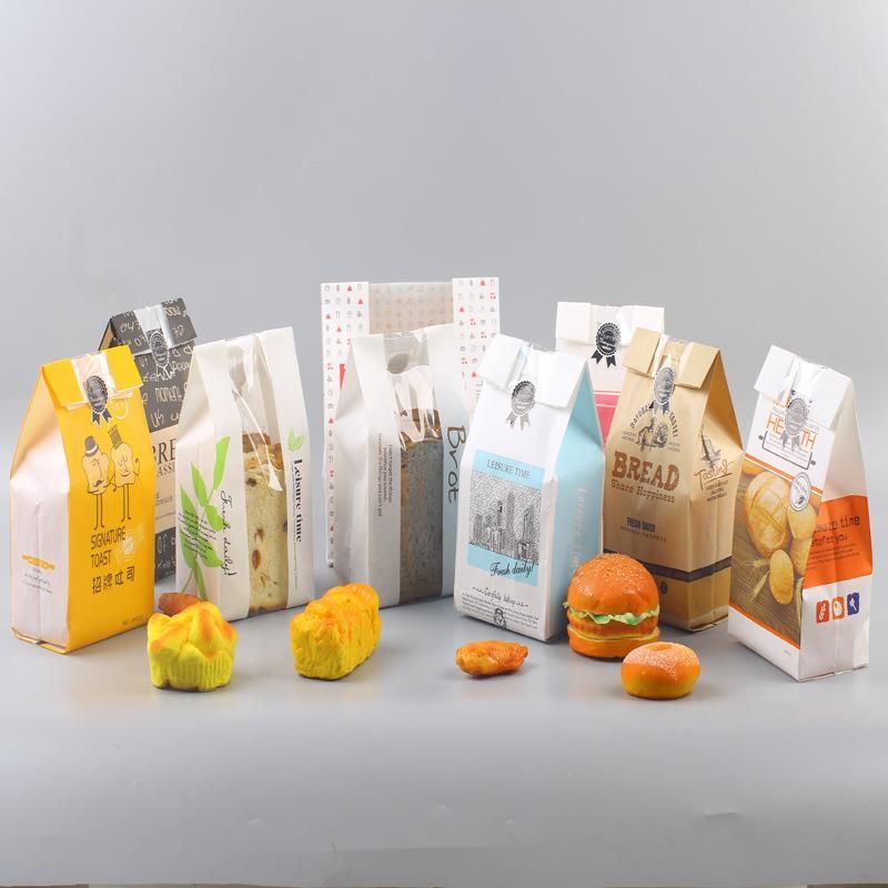 Wholesale Food Packaging Bag Kraft Paper Bread Packing Bag with Window