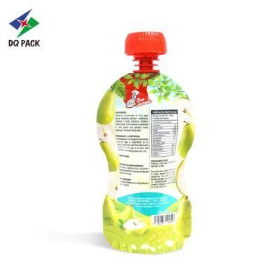 Dq Pack Manufacture Custom Printed Refillable Spout Pouch Custom Logo Pouch Wholesales Stand up Pouch with Spout for Baby Juice Puree Packaging