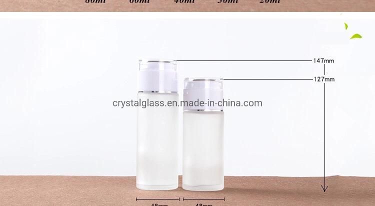 30ml 50ml 100ml Glass Cosmetic Bottle Supplier with Screw White Lid