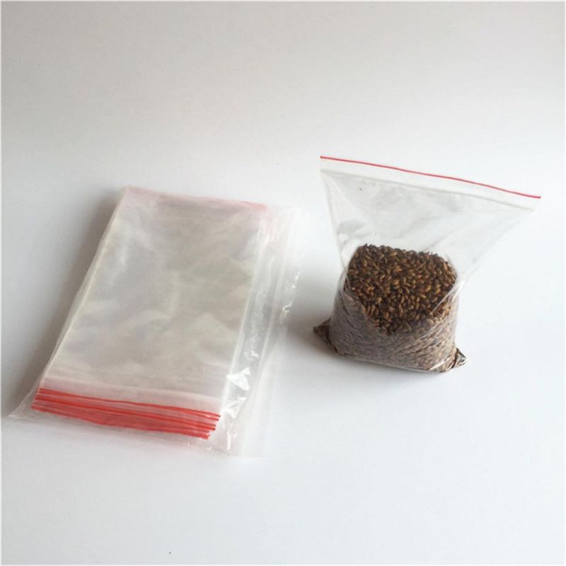 LDPE Transparent Resealable Poly Bag with Red Line on The Lip