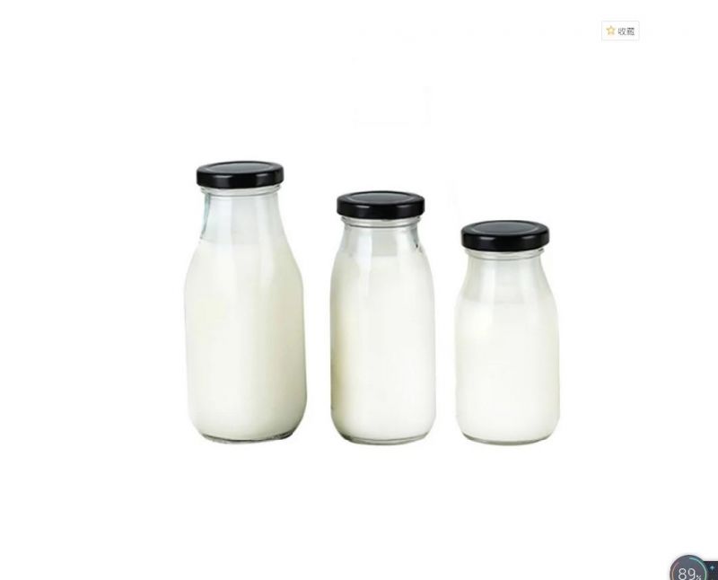 Empty Vintage 200ml 250ml 500ml 1000ml Round Glass Milk Bottle with Caps Wholesale