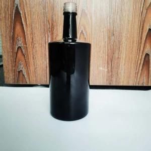 Custom Black Color Painting 750ml Liquor Bottles Vodka Glass Bottle with Screw Cap