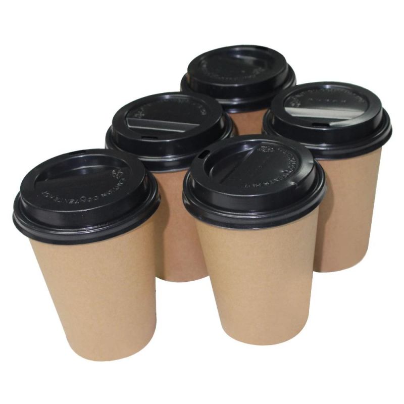 Disposable Bio Degradable Custom Logo Printed Take Away Single Wall Paper Coffee Cup with Sleeves and Lids