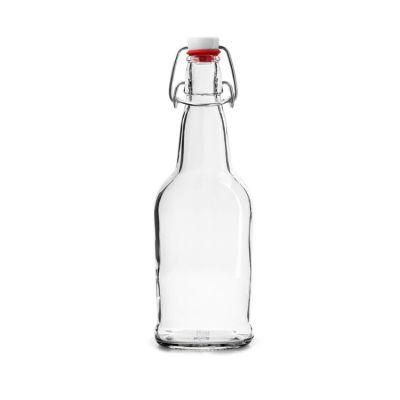 250ml 500ml 750ml Wholesale Sealed Clear Lead Free Empty Beer Glass Bottle with Swing Lid