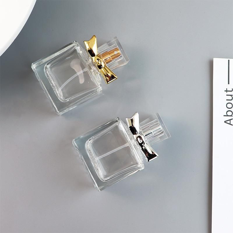 30ml Transparent Square Glass Perfume Bottle Thick Fragrance Cosmetic Packaging Spray Bottle Refillable Glass Vials