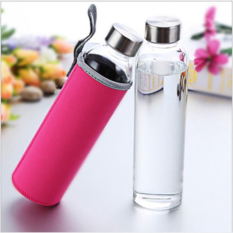 Factory Supply Cylinder Shaped Beverage Juice Glass Bottle with Lid