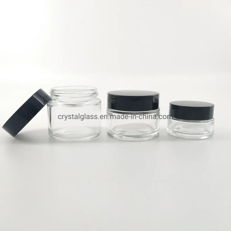 30ml Top Grade Transparent Glass Jar for Cosmetic Cream with Wooden Lid