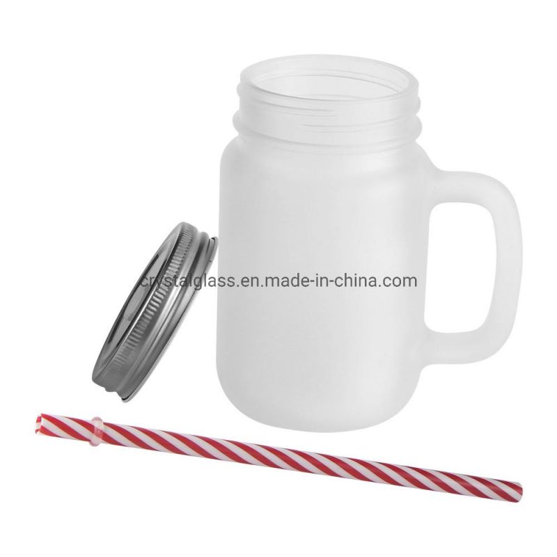 480ml 16oz Hot Sale Glass Juice Cup with Handle