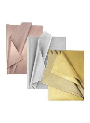 20 Inch 4pk Promotional Gold Silver Rose Gold Foil Design for All Romantic Events 16GSM Metallic Tissue Paper Gift Wrapping Paper