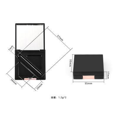 Trending Chic Hot Sale Square Black Empty Compact Powder Double Palette Packaging