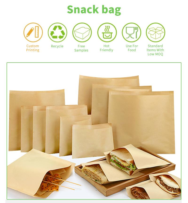 Flat Sharp Bottom White Paper Bag Grease Proof Burger Snack Paper Bag