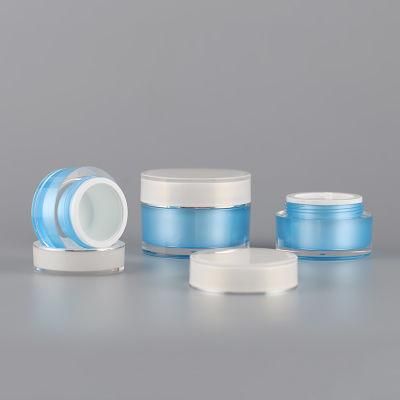Custom Made White Round Plastic PMMA 15g 30g 50g Cosmetic Jar with Foil Stamped Lid