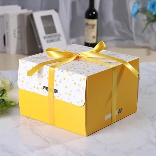 Wholesale Custom 6 8 10 12 Inch Paper Baking Cupcake Packing Box with Handle Portable Wedding Birthday Party Cake Shaped Packaging Box Can Be Hot Stamped Loge