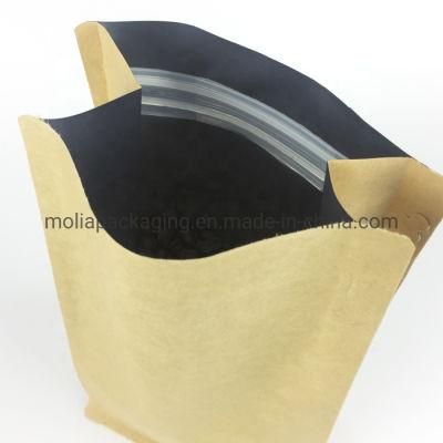 Compostable Plastic Bags/Stand up Sealing Bags Food Grade with Zipper and Tear Notches Kraftpaper Strip Windows Stand up Bags