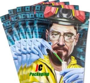 Jc Packaging Mad Scientist Smell Proof Mylar 1g 3.5g 7g 14G 28g Cookie Bags Printed Stand up Zip Lock Foil Packaging Pouches