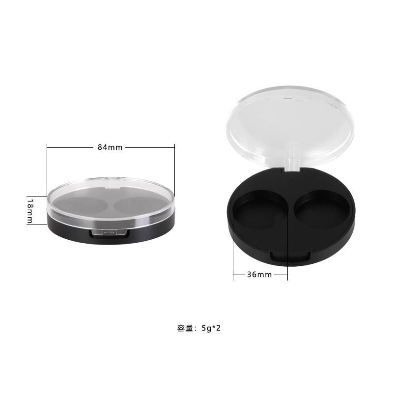 Wholesale Round Shape Elegant Black 2hole Eyeshadow Case Eyeshadow Palette Eyeshadow Container