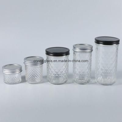 200ml 250ml 350ml Glass Mason Jar with Metal Lid for Marmalade Snacks Glass Container