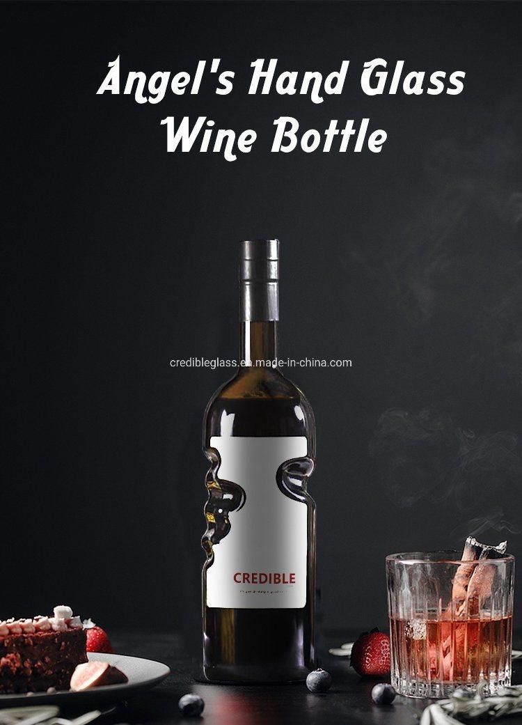 Credible New Design Factory Wholesale Custoized Design 750ml Clear Empty Champange Gin Whiskey Beverage Liquro Bramdy Vodka Wine Glass Bottle