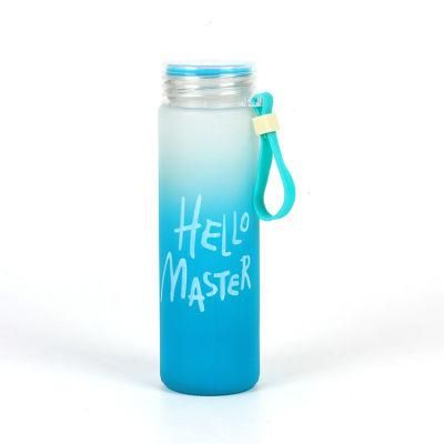 Colorful Glass Water Bottle with Lid