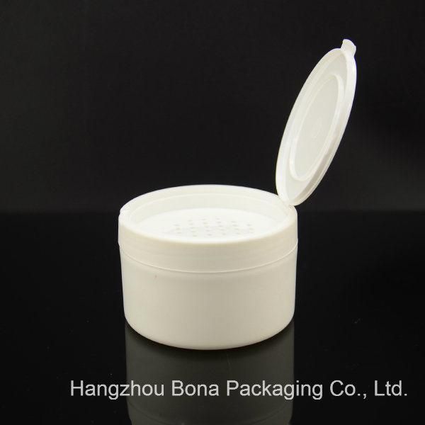 White Round Powder Box with Straight Edge