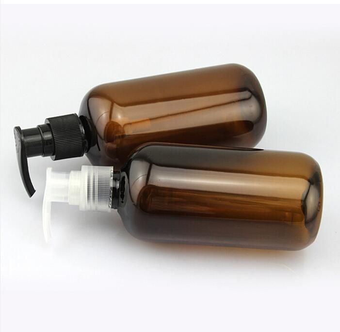 200ml 250ml 350ml 500ml Brown/Amber Short and Fat Plastic Pet Bottle with Pump Dispenser Cosmetic Packaging Empty Hand Sanitizer Bottle