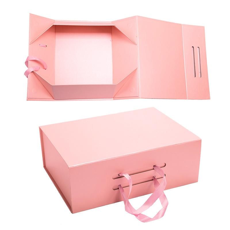 Custom Color and Size Cardboard Magnet Close Box with Ribbon Handle