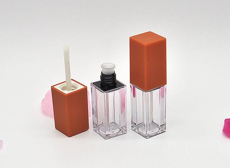 5ml Spot Square Pumpkin Color Lip Glaze Tube Empty Tube Lip Gloss Empty Bottle Lip Glaze Packing Bottle Cosmetic Packaging Material