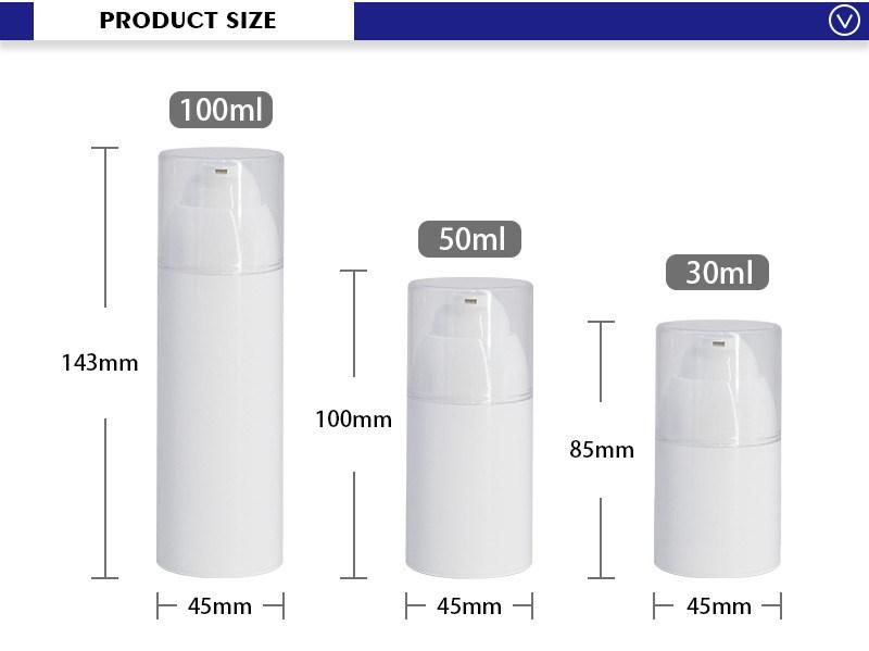 Custom Made Factory Supply Plastic Lotion Airless Bottles Cosmetic Packaging