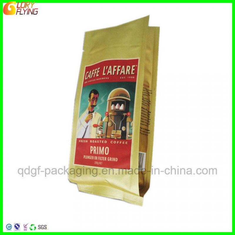 Bright Surface Plastic Aluminum Foil Coffee Packaging Bag with Valve