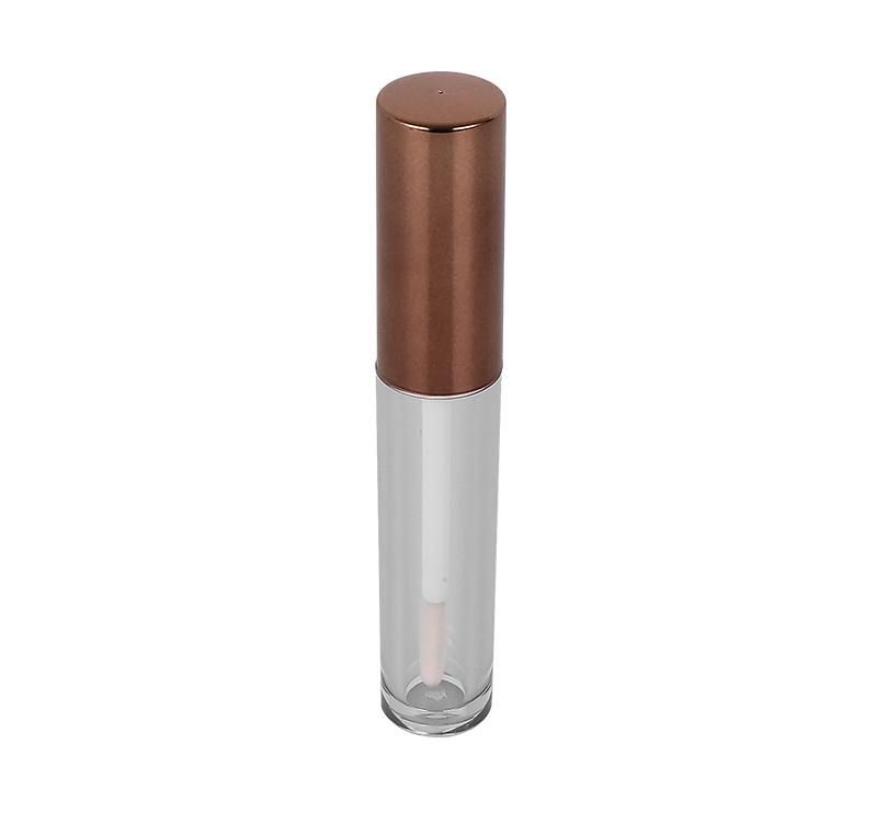 New Design Empty Round Brown Lip Gloss Containers Tube Packaging with Wands Lipgloss with Brush Applicator