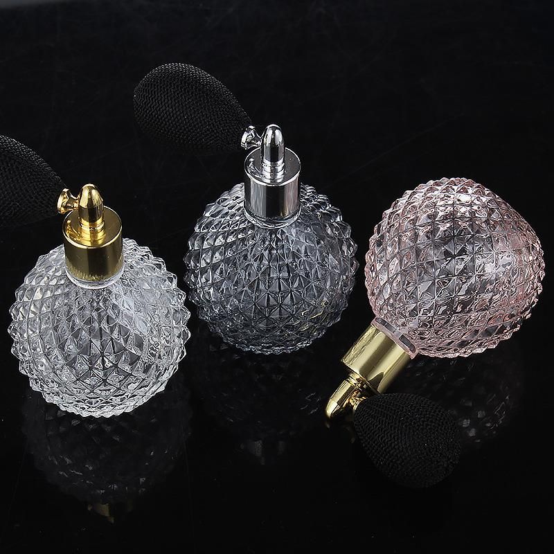 Wholesale Crystal Perfume Bottle Round Shape 100ml Glass Perfume Spray Bottle with Airbag