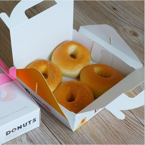 Wholesale Customized Color Printing 4 PCS 6 PCS Donut Paper Package Print Egg Tart Pastry Cake Packing Custom Printed Donut Cardboard Boxes Baking Packaging