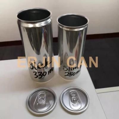 Erjin 2-PC Aluminum Blank Can Slim 250ml China