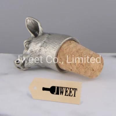 Custom Pig Shape Metal Cap Wine Bottle Wood Cork