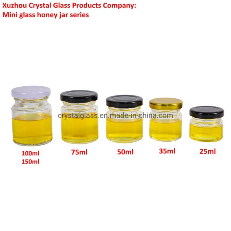 25ml/50ml/75ml/100ml Small Mini Glass Honey Jar with Tinplate Lid for Bird Nest or Jam