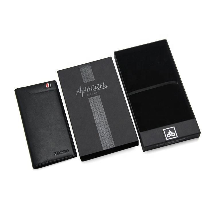 Luxury Gift Men Wallet Packaging Black Paper Cardboard Wallet Box