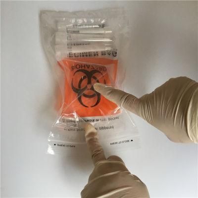 Medical Lab Hspital Biohazard Ziplock Bag LDPE Specimen Collection Plastic Bag