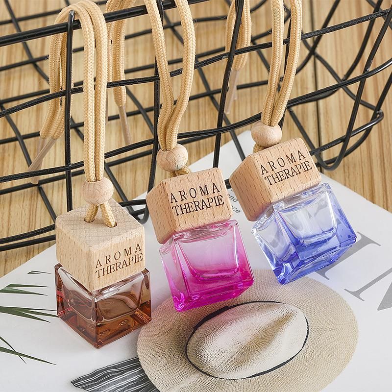 8ml Car Hanging Fragrance Pendant Glass Refillable Air Freshener Bottle Essential Oils Diffuser Interior Accessories