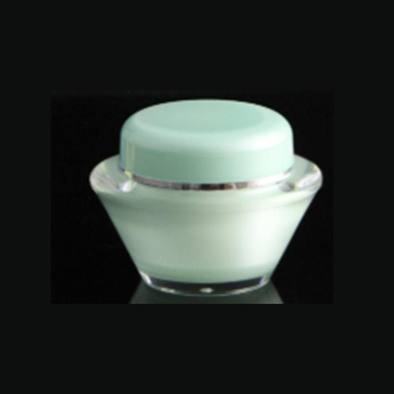 15g 30g 50g Customized Empty Green Double Wall Acrylic Jars for Face Cream Cosmetic Container