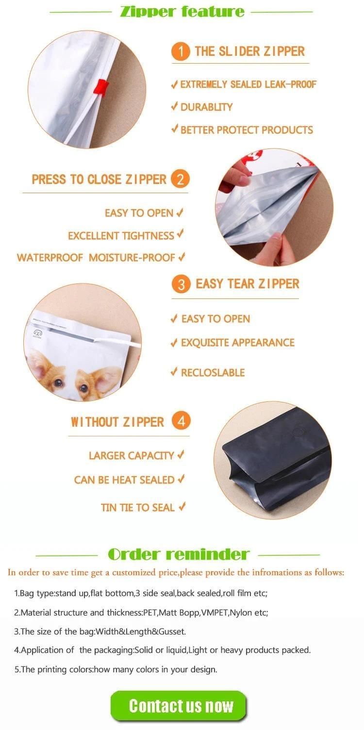 Flat Bottom Ziplock Pet Food Packaging Bag