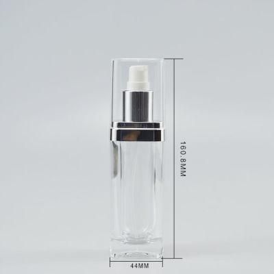 60 Ml Silver Square Shape Bottle Plastic Acrylic Skincare Lotion Bottle