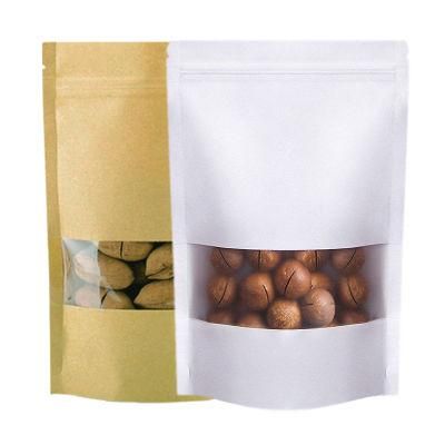 Flat Bottom Stand up Ziplock Bag Brown Kraft Paper Ziplock Bags for Nut, Dry Fruit